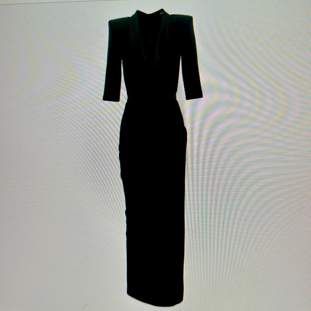 ZHIVAGO's Eyes Of Horus gown is elevated by banded stitched-satin 
Wore once.
